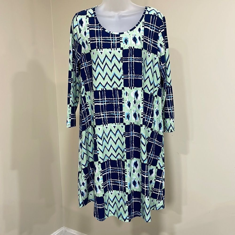 NWOT New Directions Patchwork Stretchy Soft Dress.  Size M medium 8/10